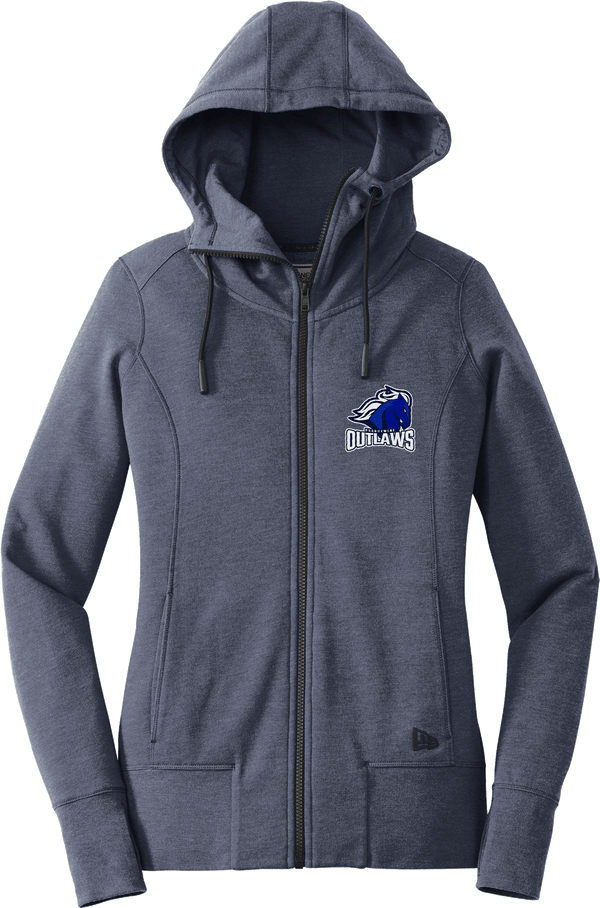 Brandywine Outlaws New Era Ladies Tri-Blend Fleece Full-Zip Hoodie