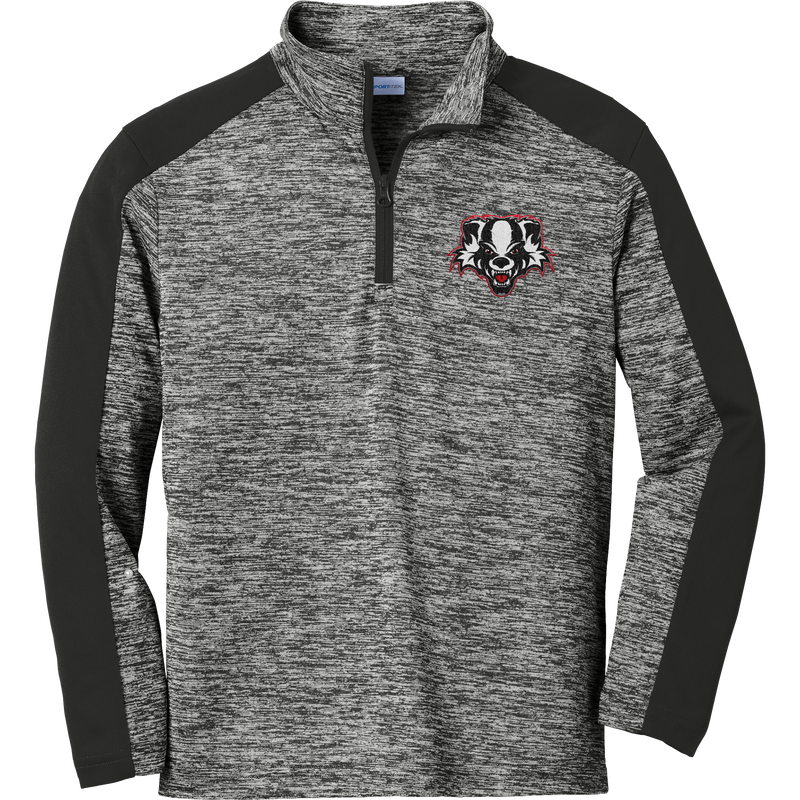 Scary Badgers Youth PosiCharge Electric Heather Colorblock 1/4-Zip Pullover